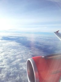 Cropped image of airplane wing over landscape