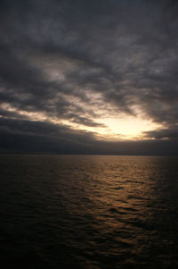 Scenic view of sea against cloudy sky