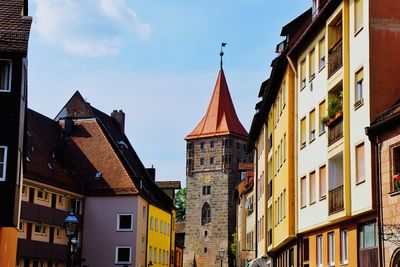 Low angle view of buildings in city