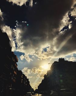 Panoramic view of city against sky during sunset