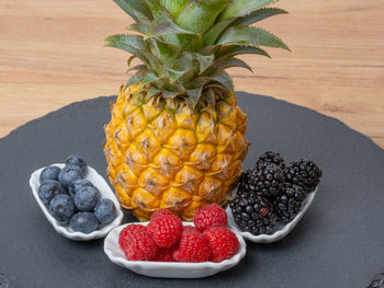 Close-up of pineapple on table