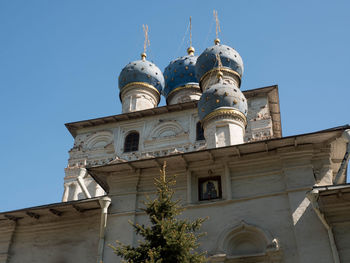 Low angle view of building against clear sky