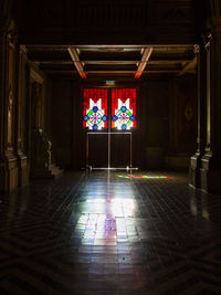 Illuminated entrance of building