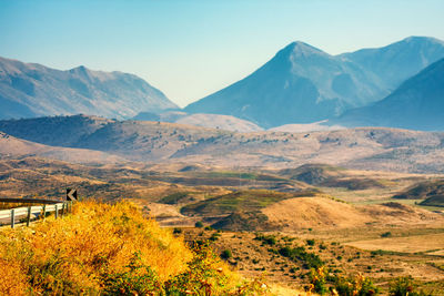 Scenic view of landscape against sky during autumn