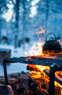 Close-up of bonfire at night