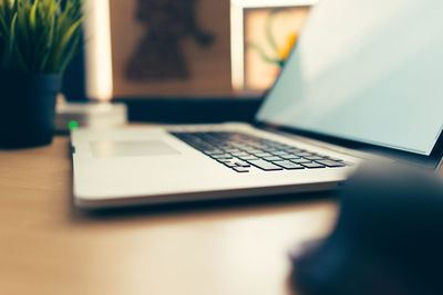 Close-up of laptop on table