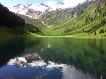 Scenic view of lake with mountains reflection