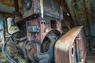 Close-up of rusty machine part