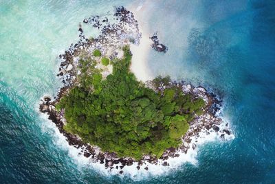 High angle view of rocks on beach