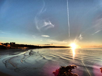 Scenic view of sunset over sea