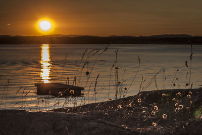 Scenic view of sunset over sea