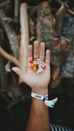 Woman holding hands