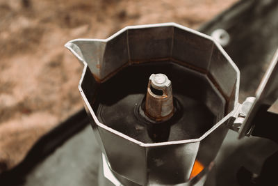 High angle view of coffee on table