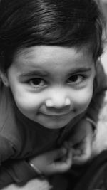 High angle portrait of smiling girl