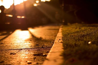 Close-up of illuminated street