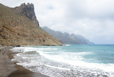 Scenic view of sea against cloudy sky