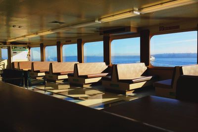 Scenic view of sunlight shining through interior of boat