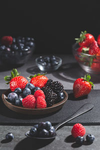 Close-up of strawberries on table