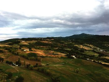High angle view of landscape against sky