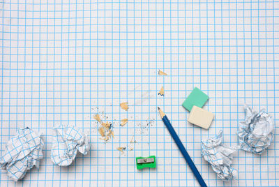 High angle view of food against white background