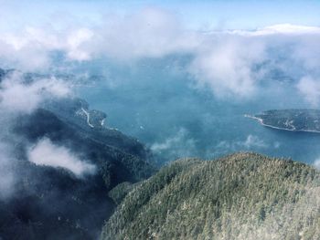 Aerial view of mountain range