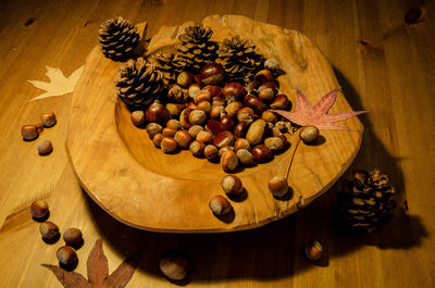 High angle view of fruits on table