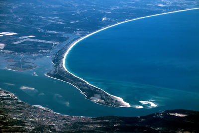 High angle view of island and sea