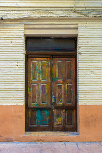 Closed door of old building