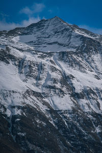 Aerial view of snowcapped mountains against sky