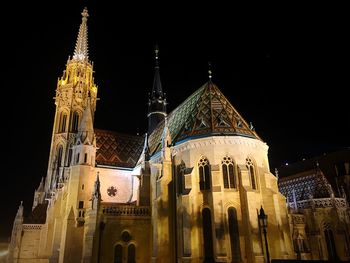 Low angle view of illuminated cathedral