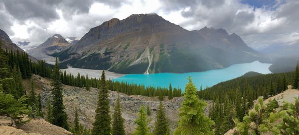 Panoramic view of landscape and mountains against sky