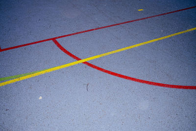 High angle view of colored lines on playground