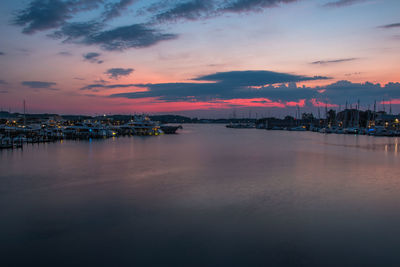 View of city at sunset