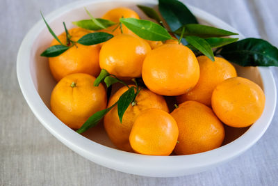 Close-up of orange fruit in container