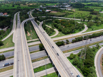 High angle view of highway in city