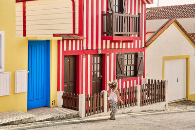 Colorful houses called palheiros in the fisherman village of costa nova