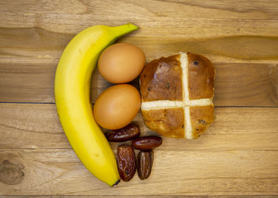 High angle view of fruits on table