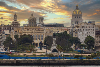 Havana or habana downtown at sunset, cuba