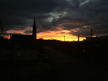 Silhouette buildings against sky during sunset