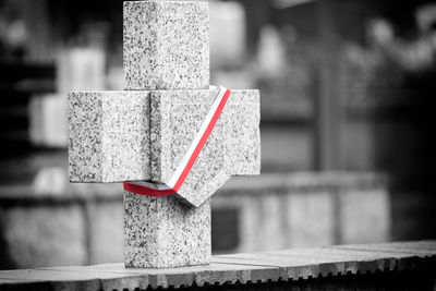 Close-up of cross shape in temple