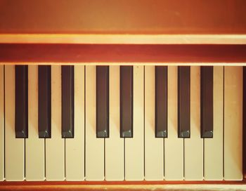 High angle view of piano keys