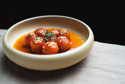 Close-up of food in bowl on table