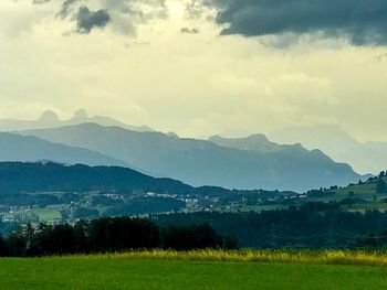 Scenic view of field against sky