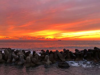 Scenic view of sea against sky during sunset