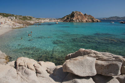 Scenic view of sea against clear sky