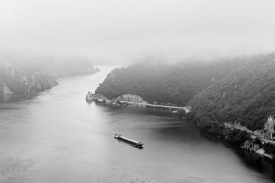 High angle view of bridge over sea against sky