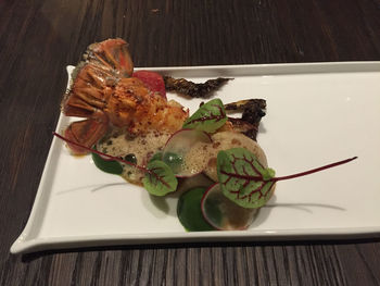 Close-up of food served in plate