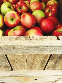 Close-up of apples in crate