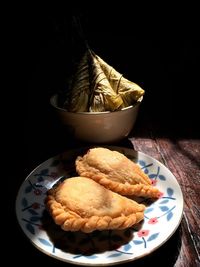 High angle view of breakfast on table