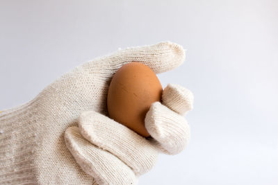 Close-up of stuffed toy against white background